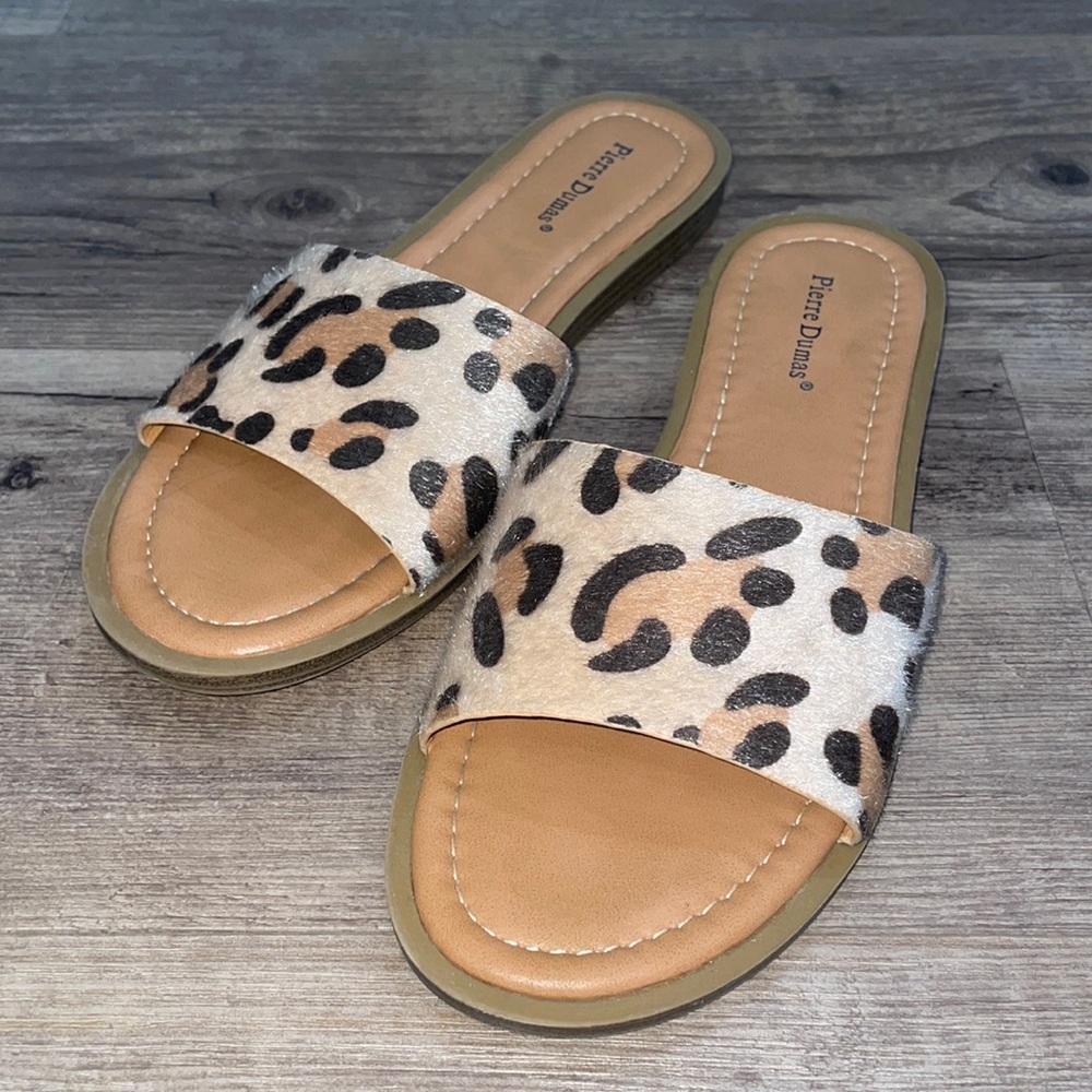 Pierre Dumas Leopard Cheetah Slides sandals